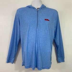 Ole Miss Rebels Johnnie-O Quarter Zip Hoodie Men's Featherweight M Blue Golf